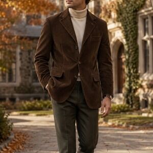 Bill Robinson Brown Corduroy Sport Coat Blazer Men's Vintage Classic Jacket
